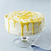 Lemon tart on cake stand