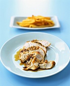 Roast chicken breast and chips