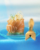 Salmon rollmops with fennel