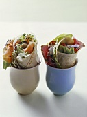 Wraps with salmon, peppers and tuna