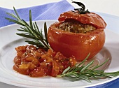 Tomato with mince stuffing