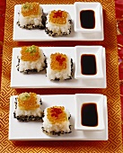 Sushi cubes with trout caviare