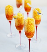 Fruit granitas in champagne glasses