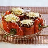 Baked stuffed peppers with cheese topping