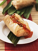 Spring roll with sweet and sour sauce