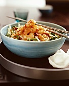Shrimps with Asian noodles