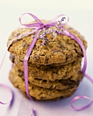 Chocolate chip cookies with pink gift ribbon