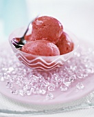 Bowl of raspberry ice cream