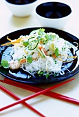 Rice noodles with shrimps and basil
