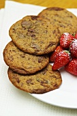 Chocolate biscuits and fresh strawberries