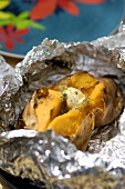 Grilled sweet potato with herb butter