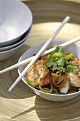 Rice noodles with shrimps, chicken and squid