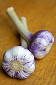 Two fresh garlic bulbs