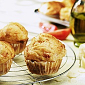 Savoury muffins on a cake rack