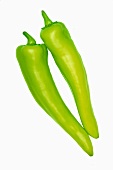 Two green chilli peppers