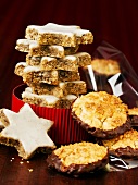 Cinnamon stars and coconut biscuits