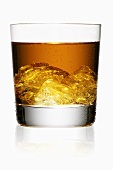 Whisky in a glass with ice cubes