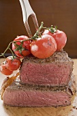 Beef steak with cherry tomatoes