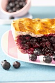 Blueberry pie, showing the filling