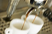 Freshly-made espresso running out of espresso machine