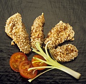 Japanese sesame chicken with tomato and spring onion
