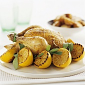 Roast chicken with lemons and sage