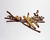 Liquorice roots on sheet of glass