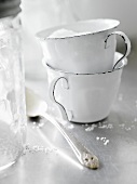 Salt in white cups