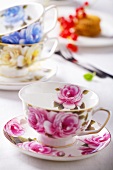 Floral cups and saucers