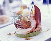 Lobster on avocado tartare