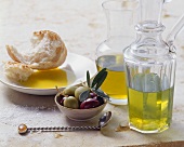 Olives, olive oil and white bread