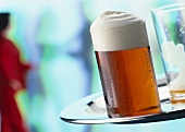 Altbier (German top-fermented beer) on tray