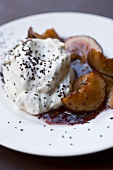 Poppy seed and marzipan cream with figs