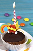 Chocolate muffin for child's birthday