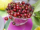 Cherries in a glass bowl