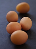 Five brown eggs
