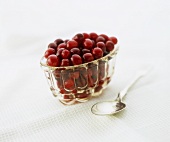 Cranberries in glass dish