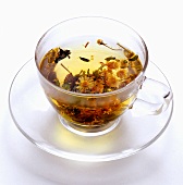Herbal Tea with Fresh Herbs and Blossoms