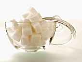 Sugar Cubes in Glass Bowl