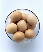 Brown Eggs in a Glass Bowl