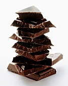 A Stack of Dark Chocolate Pieces