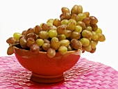 Red and Green Grapes in Red Bowl