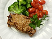 Boneless Pork Chop with Broccoli and Cherry Tomatoes