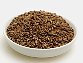 Linseeds in white bowl
