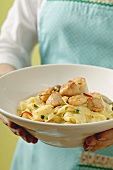 Ribbon pasta with scallops and capers