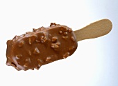 Chocolate and nut coated vanilla ice cream
