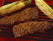 Grilled Steak Tips and Corn on the Cob