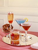Various Cocktails on Silver Tray