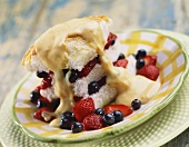 Layered Angel Food Cake with Berries and Sauce