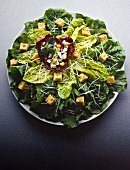 Mixed Green Salad with Boiled Eggs, Croutons and Parmesan